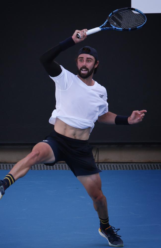 Aussie Jordan Thompson has slammed the Aus Open as the ‘wokest tournament ever’ over a new rule that allows crowd members to enter the arena between games. Picture: David Caird