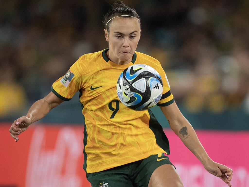 Caitlin Foord on the ball for the Matildas in their World Cup opener against Ireland. Her importance has skyrocketed after multiple injuries in the forward line. Picture: Joe Prior/Visionhaus via Getty Images