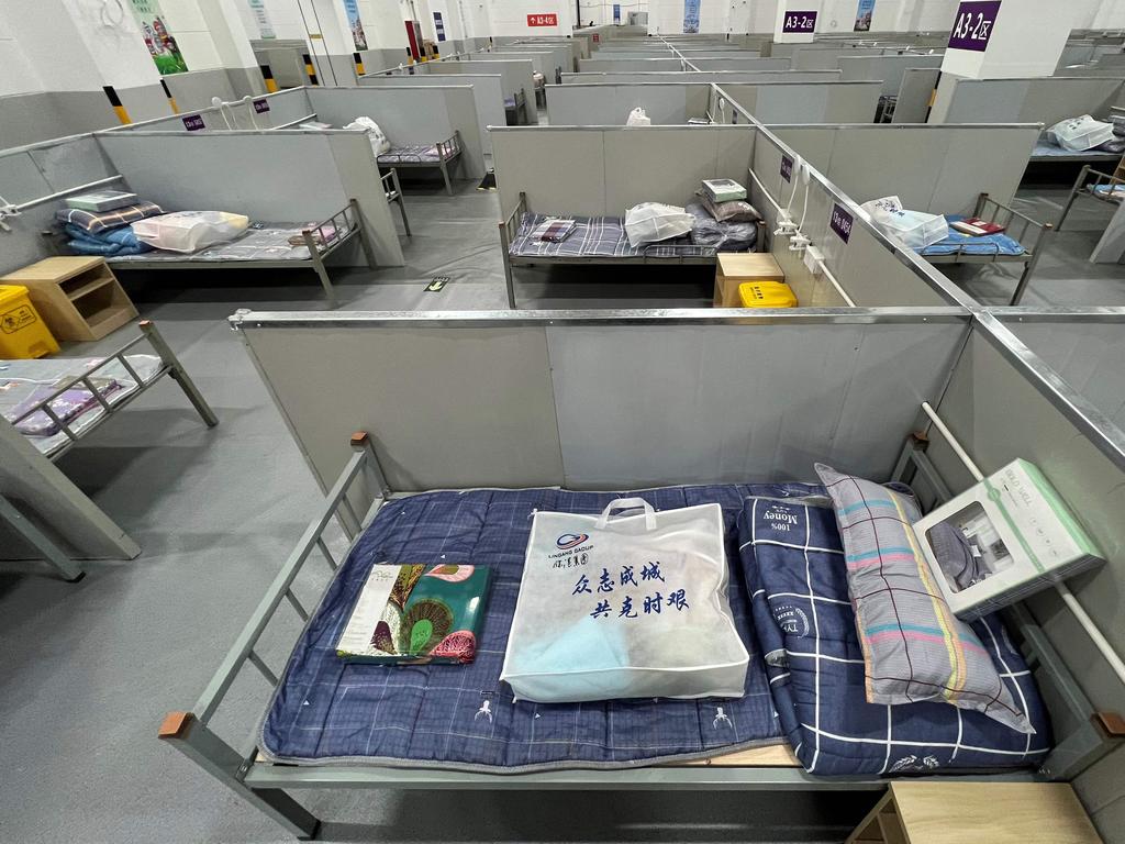 A general view shows a makeshift hospital that will be used for Covid-19 patients in Shanghai. Picture: AFP