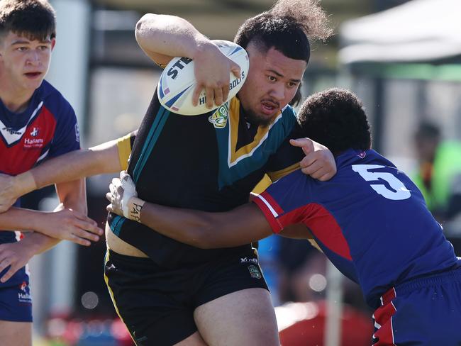 Victoria University Secondary College big man Denzo Atileo has been on a warpath this season. Pic: Michael Klein