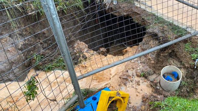 The sinkhole stretches under Limerick St, Box Hill.