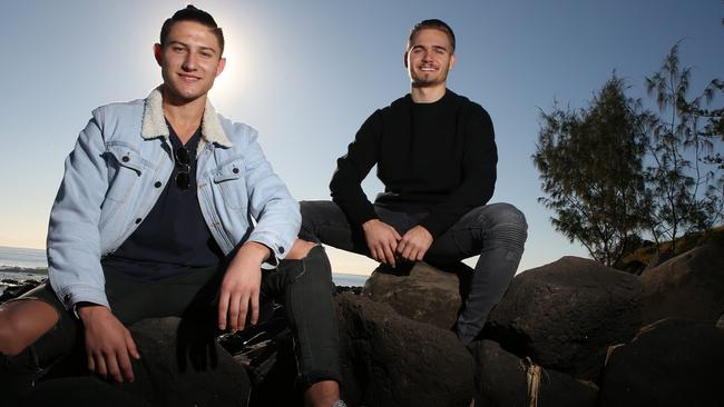 Nik Mirkovic, 21, and Alex Tomic, 22, are the Gold Coast founders of e-tailor Hismile, which has gone from a small start up to a multi-million dollar business. Picture: Scott Fletcher