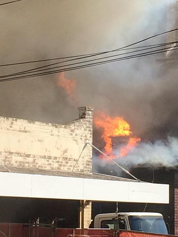 Fire can be seen coming from the pub’s roof. Picture: fastgaga/Instagram