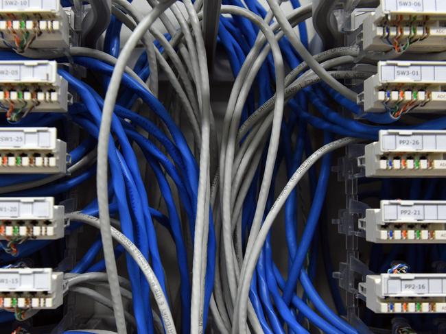 Ethernet data cables are seen in a server room in Canberra, Tuesday, May 3, 2016. (AAP Image/Mick Tsikas) NO ARCHIVING