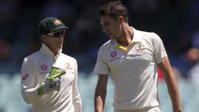 Australia's captain Tim Paine and paceman Pat Cummins. Picture: AP 