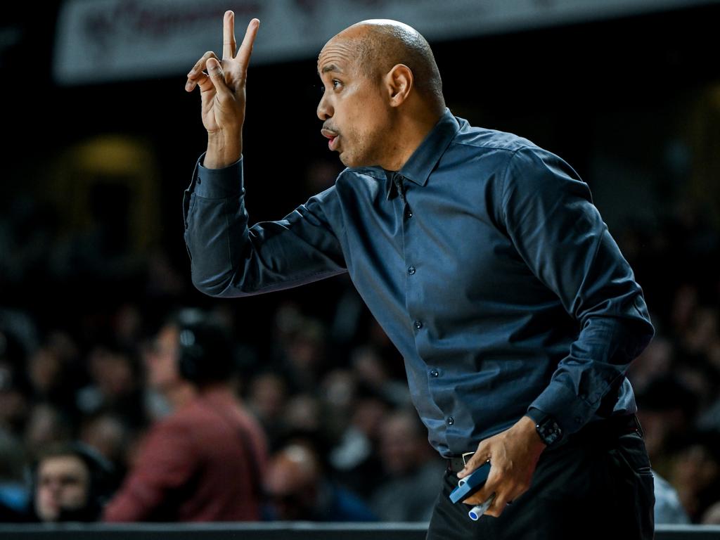 CJ Bruton head coach of the 36ers during the round four NBL match between Adelaide 36ers and Perth Wildcats at Adelaide Entertainment Centre. Photo: Mark Brake/Getty Images.