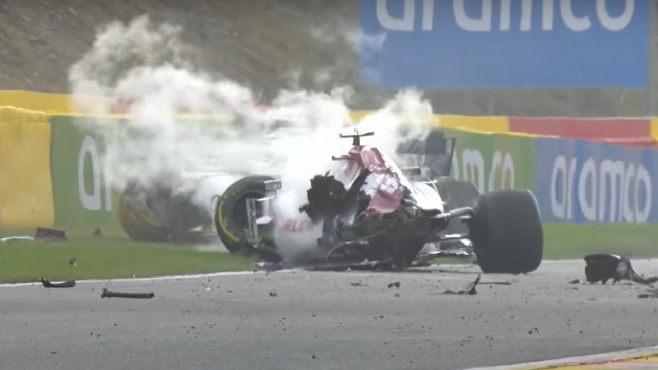 George Russell said he had been “very lucky” to escape serious injury on Sunday after this crash.