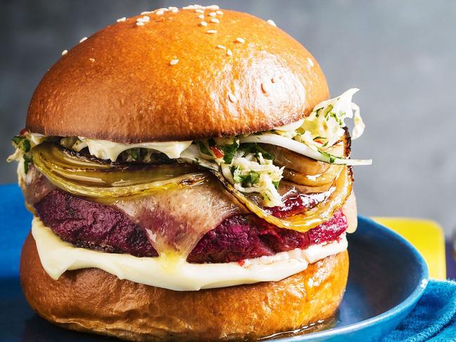 Beetroot and chickpeas in a burger.