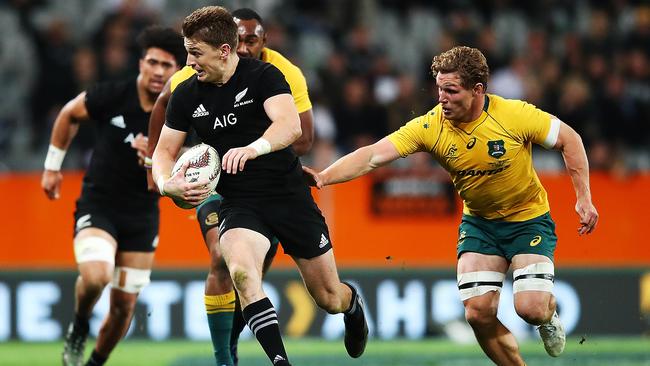 Beauden Barrett of the All Blacks makes a break. Picture: Getty