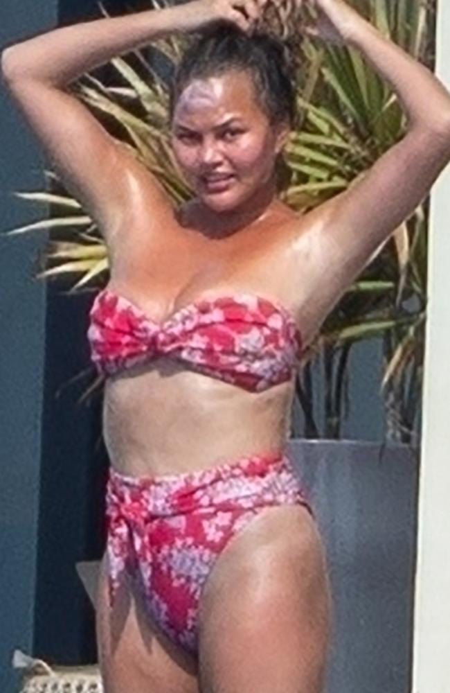 Chrissy Teigen debuts her new body in a bikini in Cabo San Lucas, Mexico. Picture: Backgrid.