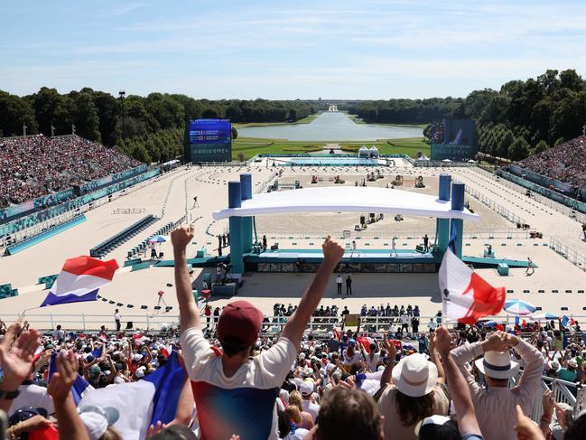 A general view of the Chateau de Versailles during the show jumping. (Photo by Alex Pantling/Getty Images)