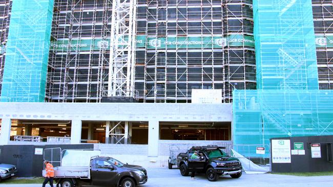 Vantage View apartments at Benowa where work has stopped and construction staff have collected their tools. Picture: David Clark