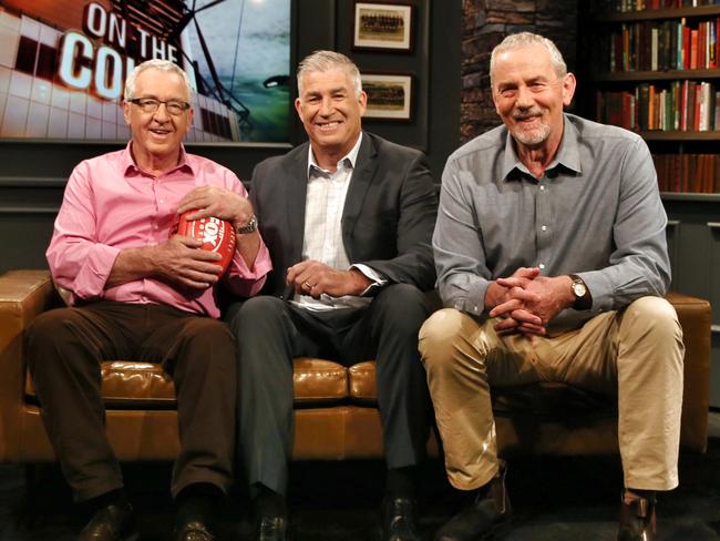 Sheahan, Healy and Walls on set at Fox Footy. Picture: Michael Klein