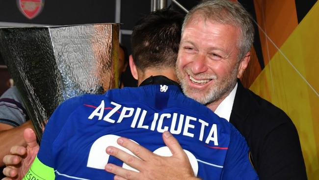 Roman Abramovich, pictured here with Cesar Azpilicueta after victory in the UEFA Europa League Final in 2019, is selling Chelsea. Picture: Harold Cunningham - UEFA/UEFA via Getty Images