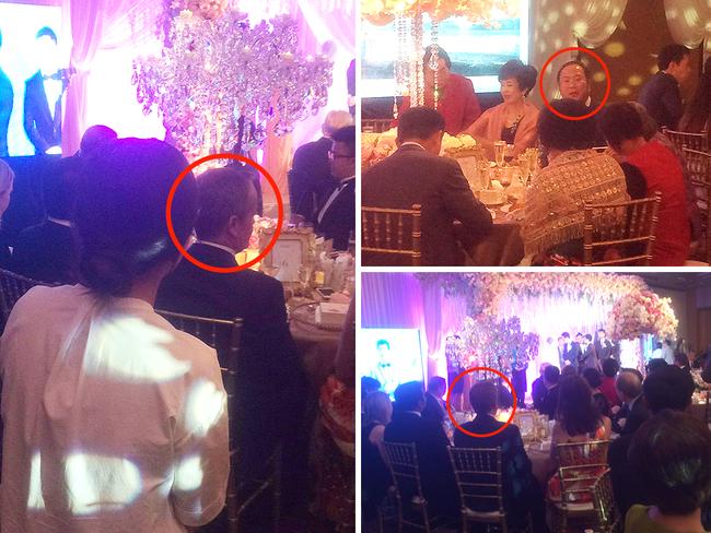 Bill Shorten (circled, left, bottom right) attends the wedding of the daughter of Huang Xiangmo (circled, top right) at the Shangri-La Hotel in Sydney in 2016.