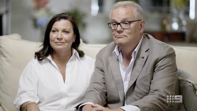 Prime Minister Scott Morrison and wife Jenny as they appeared on the program.