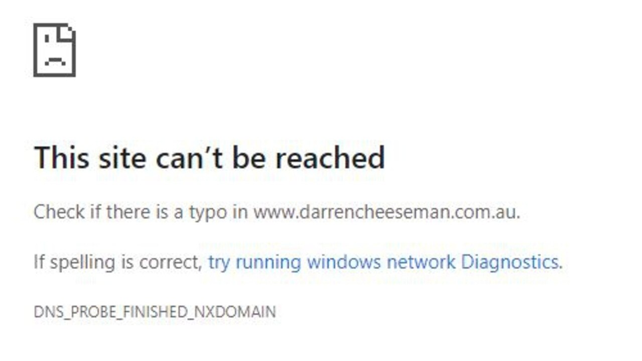 The link to Darren Cheeseman's website is dead – is his political career?