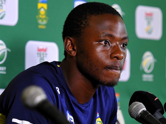 PORT ELIZABETH, SOUTH AFRICA - MARCH 12: Kagiso Rabada of South Africa at the post press conference after day 4 of the 2nd Sunfoil Test match between South Africa and Australia at St Georges Park on March 12, 2018 in Port Elizabeth, South Africa. (Photo by Ashley Vlotman/Gallo Images/Getty Images)