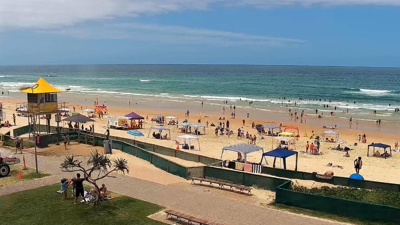 Busy conditions by midmorning on Australia Day at Main Beach. Picture: Southport Surf Life Saving Club.