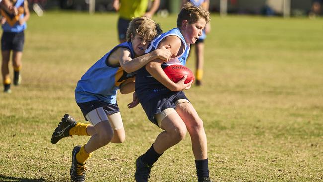 Action from the East Adelaide v Southern Heights encounter at the School Sport SA Sapsasa Metro Football Carnival. Picture: Matt Loxton