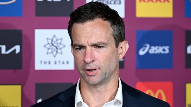 Broncos chief Dave Donaghy speaks to the media after the Walters move. (Photo by Bradley Kanaris/Getty Images)