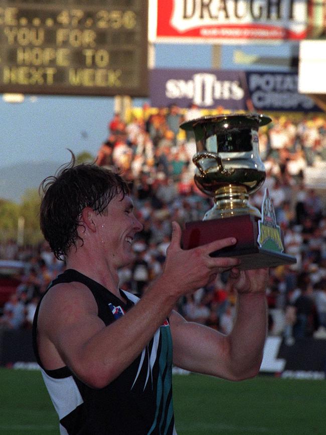 Brayden Lyle holds the first trophy awarded for a Showdown.