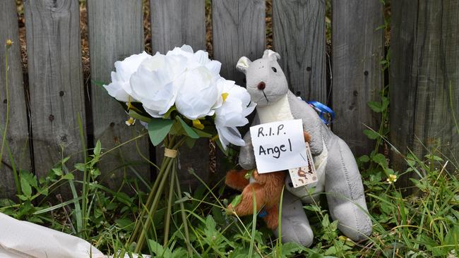 Flowers left at the Kirwan house where nine-year-old Thai-li Ned was allegedly murdered on Saturday (25/01/2024) by a woman he was living with, Schynada Karkadoo, 24.