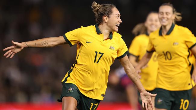 Kyah Simon is back in the Matildas squad. Picture: Cameron Spencer/Getty Images