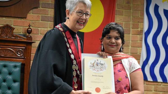 Swasti Singh was one of 27 new citizens at the citizenship ceremony led by mayor Jenny Dowell at the Lismore City Council chambers yesterday. Picture: Cathryn McLauchlan