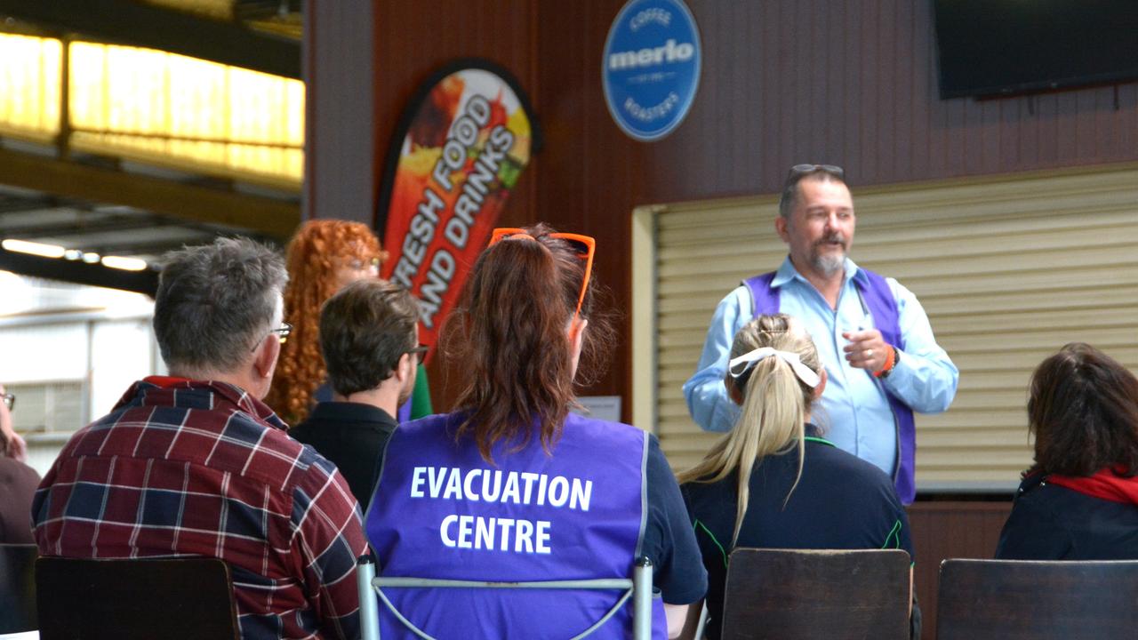 Hundreds of local government staff, SES personnel, firefighters and police ran a mock evacuation centre at the Toowoomba Showground in preparation for the next natural disaster.