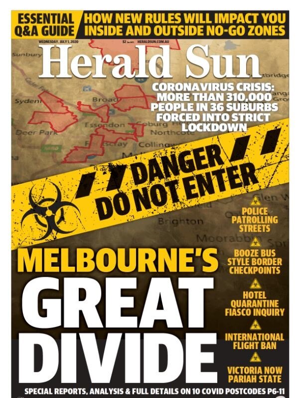 Herald Sun, July 1. Subscribers can <a href="https://heraldsun.digitaleditions.com.au/index.php?silentlogin=1">download the digital print edition here</a>