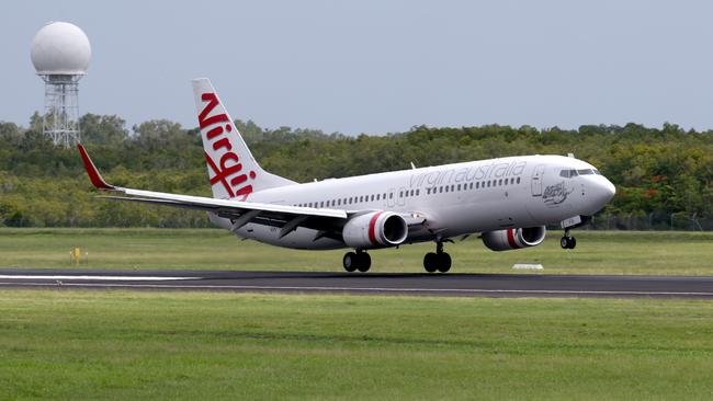 A Virgin Boeing 737-800 ... the airline will launch a three-times-a-week Darwin to Bali return service earlynext year. Picture: Marc McCormack