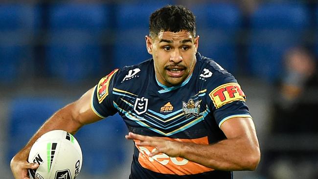 Treymain Spry of the Titans runs the ball during the round 20 NRL match on September 25, 2020. Picture: Matt Roberts