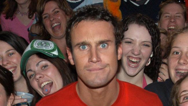 Former footballer TV program "Big Brother" contestant Ryan Fitzgerald and fans at radio station Nova 919 Fitzy's Backyard Barbie at Tea Tree Gully Hotel, SA 06 Nov 2004.