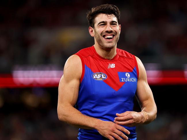 Jake Lever has revealed what Christian Petracca spoke to teammates about last week. Picture: James Elsby/AFL Photos via Getty Images.