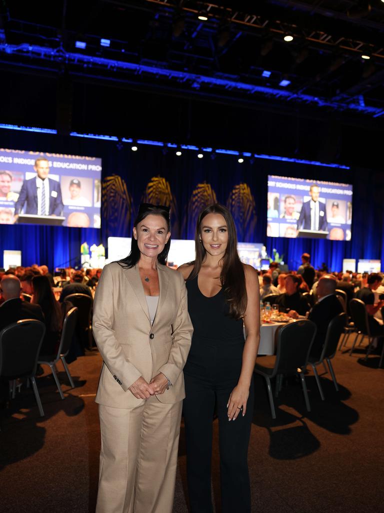 Rebecca Moffrey and Gypsea Youngsmith at the TSS Foundation Breakfast, Gold Coast Convention and Exhibition Centre. Picture, Portia Large.