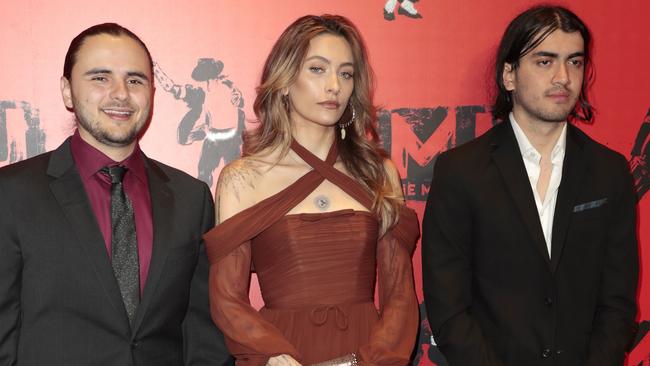 Prince, Paris and Bigi Jackson attend the opening night of MJ: The Musical at Prince Edward Theatre on March 27 in London. Picture: John Phillips/Getty Images