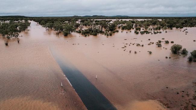 Roads under water in Quilpie. Picture: Lauran Gilligan
