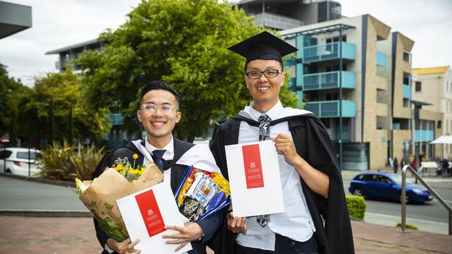 Chun-Yi Wu and Kuo-Ming Tsai. University of Tasmania Graduations. Federation Concert Hall, Hobart. Picture: RICHARD JUPE