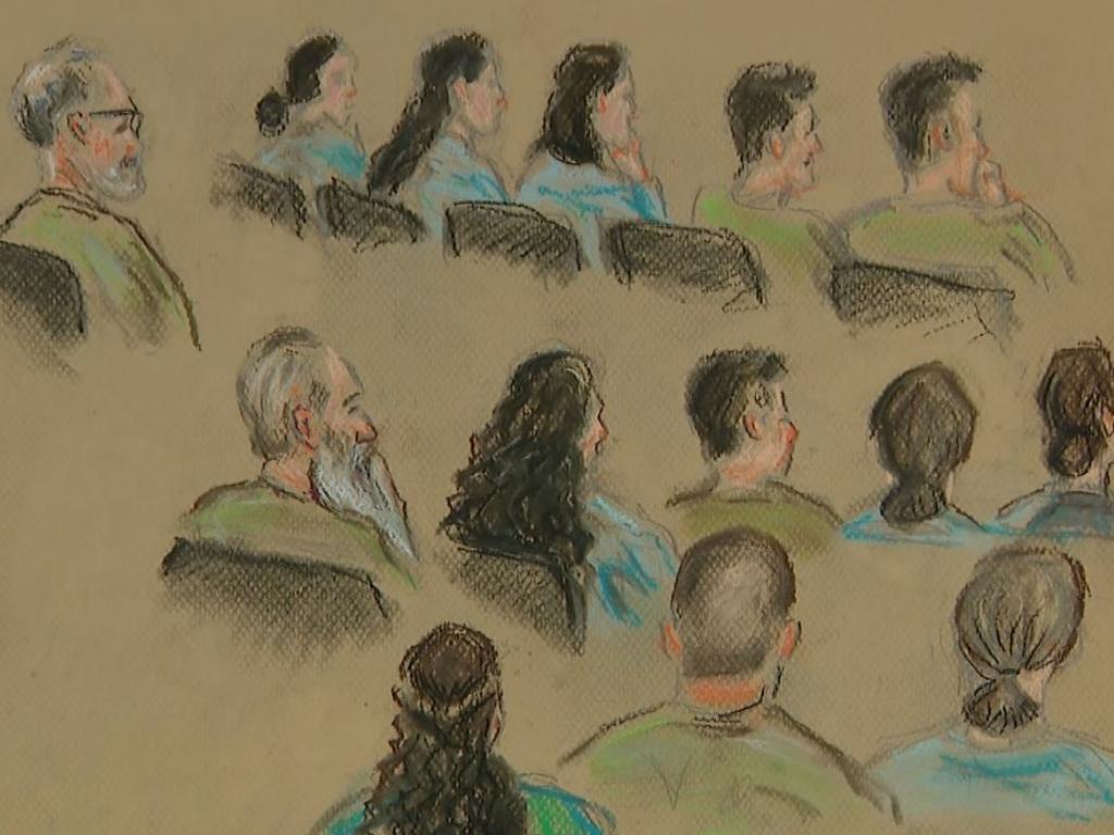 A court sketch of the 14 religious fanatics. Picture: NewsWire