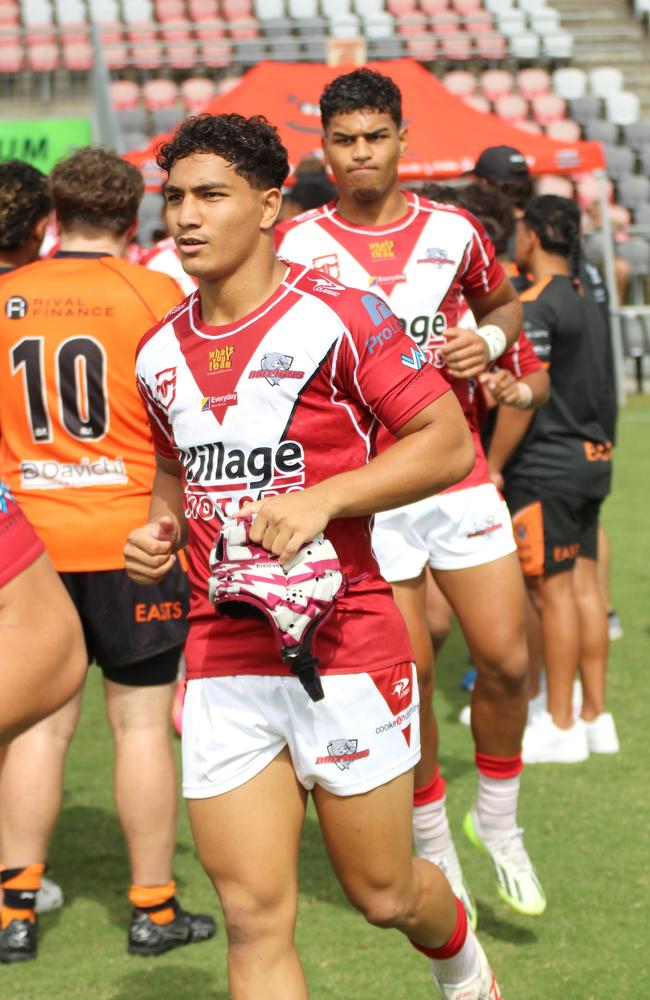 Prestyn Laine-Sietu. Meninga Cup action between Redcliffe and the Brisbane Tigers. Saturday February 11, 2024.