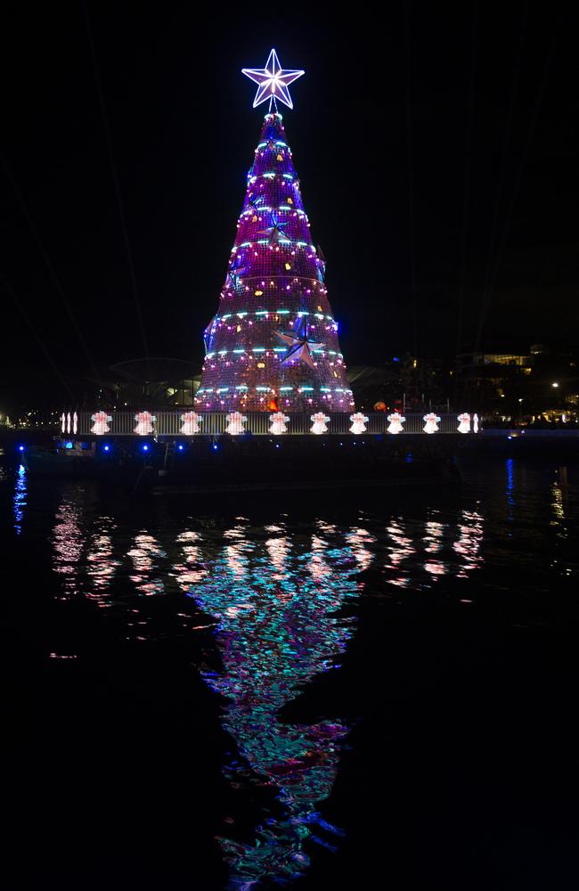 Could Geelong’s floating Christmas tree transform into an Australia Day “icon”? Picture: Alan Barber.