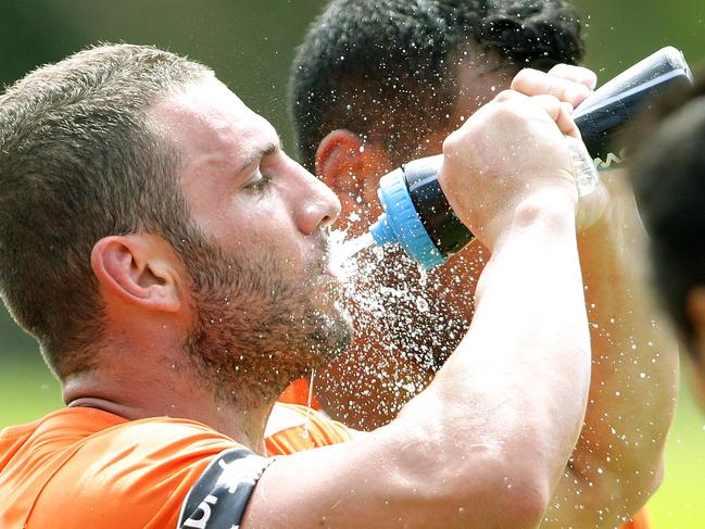 Robbie Farah in camp with the West Tigers at Nelson Bay. Picture by Peter Lorimer.