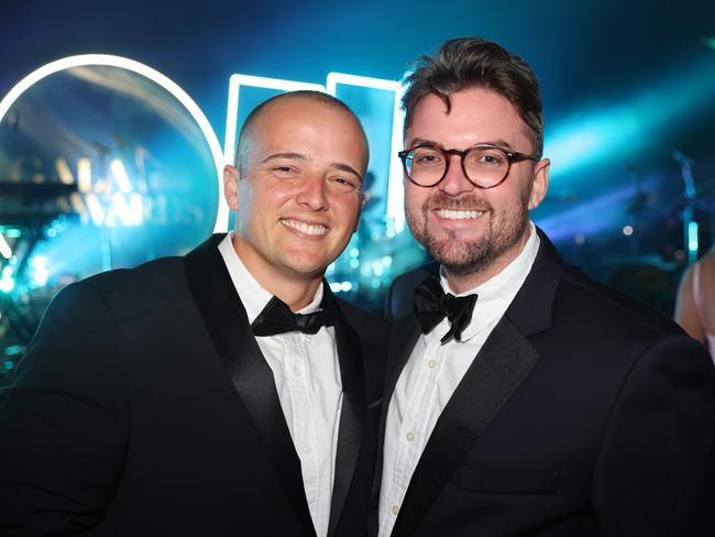 Frank Waite and Oliver Bennett at the Gold Coast Business Excellence Awards 2024 Gala for Gold Coast at Large. Picture, Portia Large.