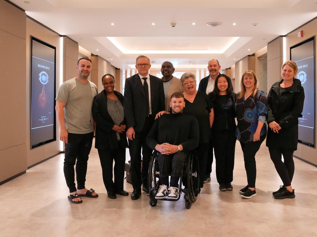 Anthony Albanese. Danny Abdallah, Saba Abraham, Miriam-Rose Ungunmerr Baumann, Dylan Alcott, Valmai Dempsey, Kim Smith, Trudy Lin, Helen Milroy and Shanna Whan. PIC: PMO.