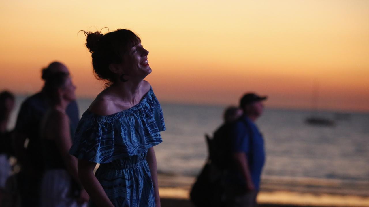 Leah Sanderson jjoined thousands of Territorians along Mindil Beach to celebrate Territory Day. Picture: Glenn Campbell