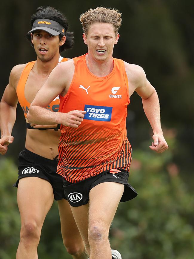 Lachie Whitfield during a running session.