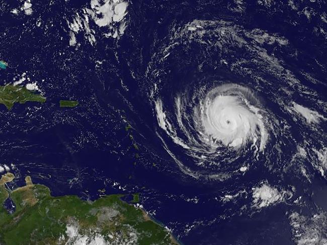 This image obtained from the NASA’s GOES Project shows Hurricane Irma on September 4 as a hurricane watch went into effect for Antigua, Barbuda, Anguilla, Montserrat, St Kitts, Nevis, St Eustatius, and Sint Maarten and St Barthelemy. Picture: AFP/NASA/GOES Project/HO