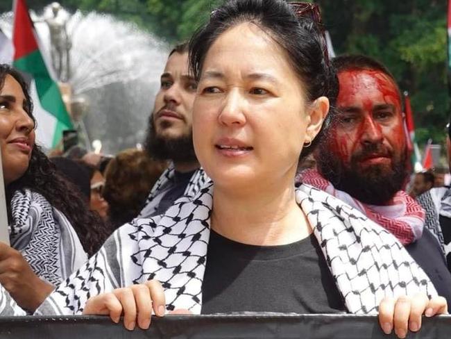 NSW government frontbencher Anthony D'Adam and Greens MP Jenny Leong leading a pro-Palestinain protest march in Sydney on Sunday. Supplied