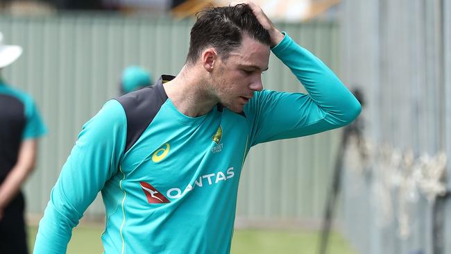 Peter Handscomb during a nets session in Perth.